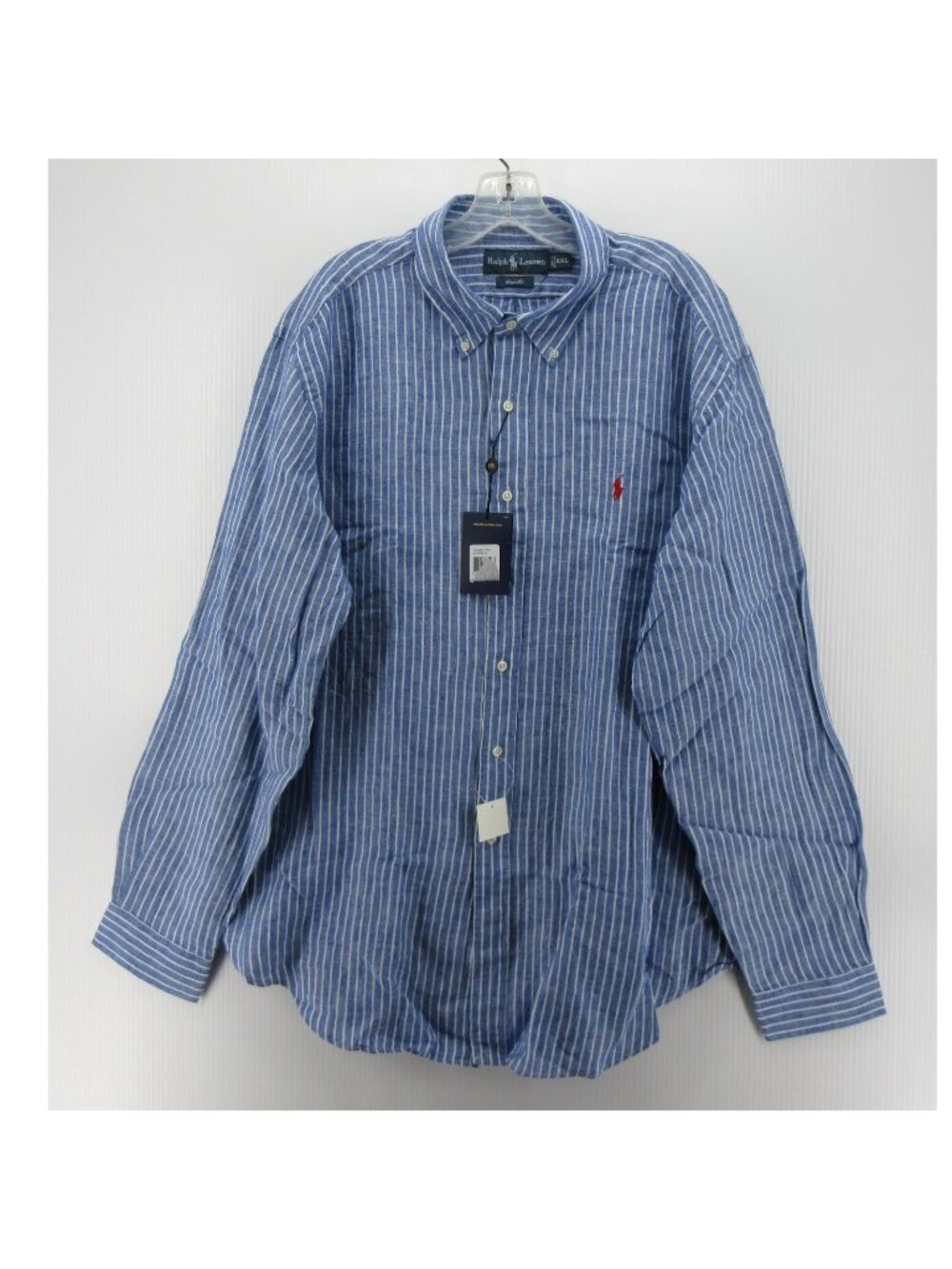 Ralph Lauren Shirt XXL Linen Striped Classic Fit Button Down Red Pony